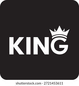 Palabra REY con una corona que reemplaza la letra G, simple y elegante logotipo real