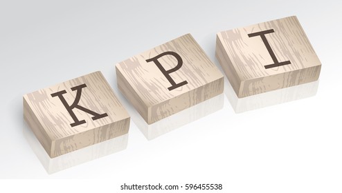 Word KPI composed from alphabet blocks, vector illustration