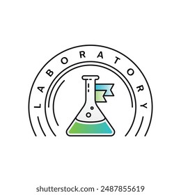 palabra laboratorio y colorido tubo de ensayo alrededor del círculo. tubo de ensayo y concepto de laboratorio. tubo de ensayo y concepto de laboratorio para el mundo de la ciencia, la educación