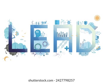 The word LEAD shows advanced in technology vector illustration graphic EPS 10