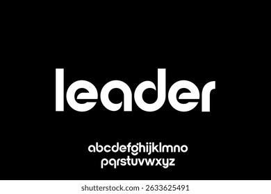 word leader . modern minimalist  geometric circular font with rounded edges.