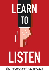 Word LEARN TO LISTEN vector illustration