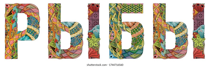 Word LEO in Russian. Vector zentangle object for decoration
