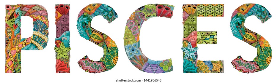 Word LEO. Vector zentangle object for decoration