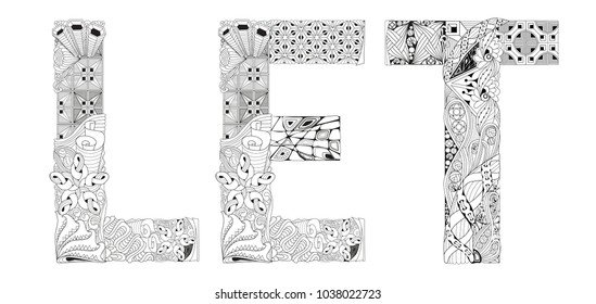 Word Coloring Vector Decorative Zentangle Object 库存矢量图（免版税）643892302 Shutterstock 