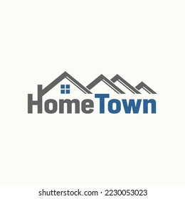 Word or letter HOME TOWN sans serif font with four roof house window chimney creative premium image graphic icon logo design abstract concept free vector stock. Related to typography or property