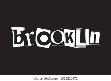 Word lettering Brooklin São Paulo collage art urban punk style vector 