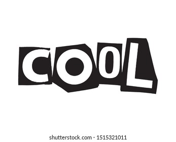Word Lettering Cool Collage Art Photocopy Urban Punk Style Vector Easy To Use
