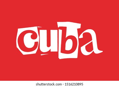 Word lettering Cuba collage art urban punk style vector 