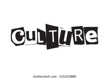 Word lettering Culture collage art urban punk style vector easy to use