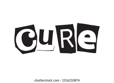 Word lettering Cure collage art urban punk style vector easy to use