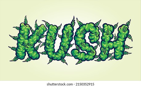 Word lettering kush smoke ornate vector illustrations for your work logo, merchandise t-shirt, stickers and label designs, poster, greeting cards advertising business company or brands