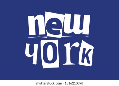 Word lettering New York collage art urban punk style vector easy to use