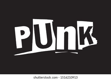 Word lettering Punk collage art urban punk style vector easy to use
