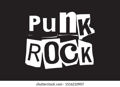 Word Lettering Punk Rock Collage Art Urban Style Vector Easy To Use