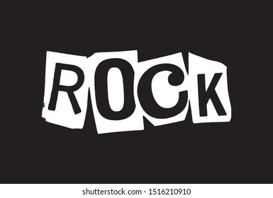 Word lettering Rock collage art urban punk style vector easy to use
