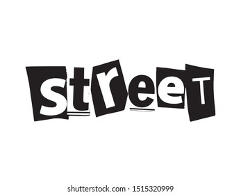Word lettering Street collage art photocopy urban punk style vector easy to use