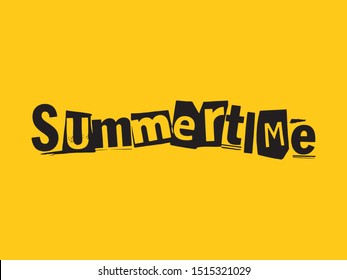 Word lettering Summertime collage art photocopy urban punk style vector easy to use