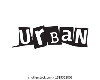 Word Lettering Urban Collage Art Photocopy Urban Punk Style Vector Easy To Use