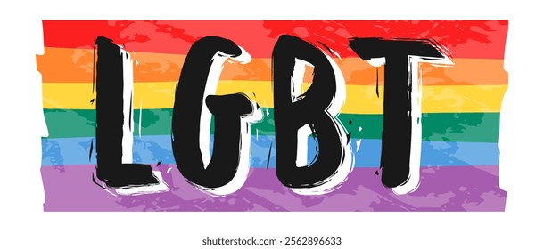 Word LGBT colors in rainbow LGBT Gay gay. LGBTQ gay pride flag colors. Text Lgbt Pride Month. Illustration, Vector, Poster, Background or wallpaper.   