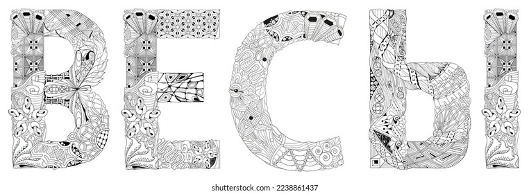 Word Libra in Russian. Vector zentangle object for decoration, for coloring