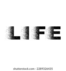 The word life is broken into small pieces. Variance.