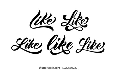 Word Like for print on t-shirt, hoodie, baseball cap. Hand drawn lettering set. Text Like for design print clothes.