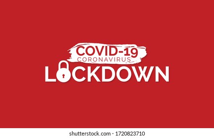 Word Lockdown is written on red background, vector illustration. Covid-19 nCov concept.