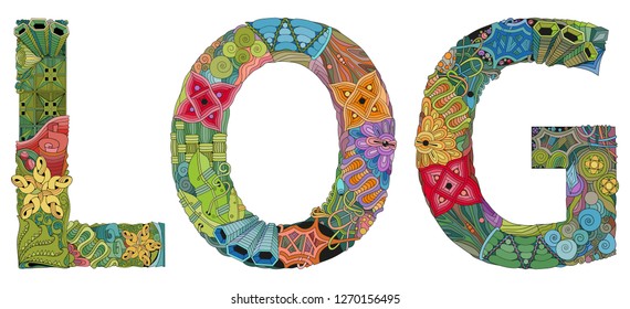 Word LOG. Vector zentangle object for decoration