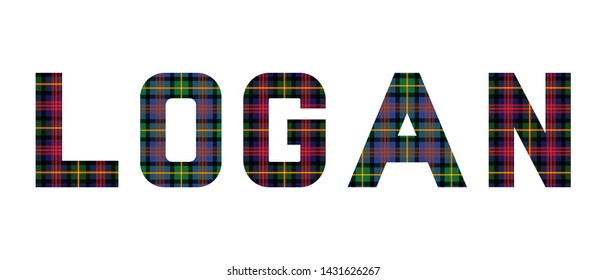 The word "Logan" composed of letters from Logan tartan. 