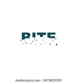 word logo with bite on half
