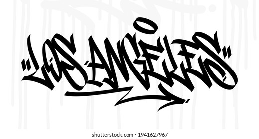 Word Los Angeles Abstract Hip Hop Hand Written Graffiti Style Vector Illustration Art