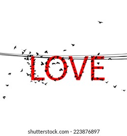 The word "Love" of birds. Vector