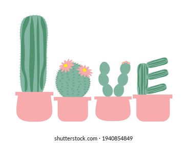 Word love from cactus plant Illustration vector 