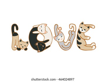 Word LOVE of cats