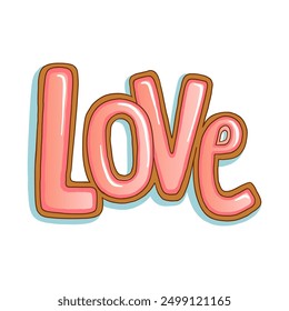 Word Love, colorful lettering design for banners, cards and prints, isolated vector illustration