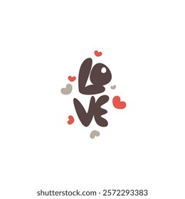 The word love. Design element for Valentine's Day, wedding. Declaration of love. Vector illustration.