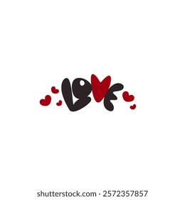 The word love. Design element for Valentine's Day, wedding. Declaration of love. Vector illustration.	
