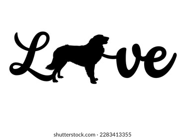 word love estrela mountain dog silhouette white background