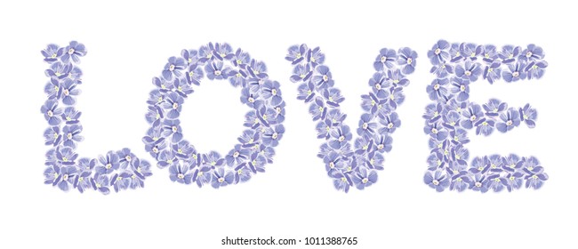 word love from forget-me-not flowers. vector illustration