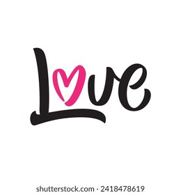 Word Love hand lettering. Brush pen calligraphy style vector