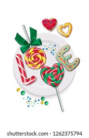the word love laid out of candy on a plate