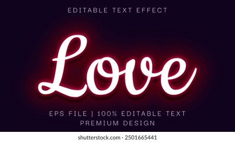word love neon sign.  Love neon text effect template with glowing type style and bright concept use for Love.Neon sign mock up.