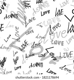 word love on a white background seamless pattern. strict style for issuing wedding invitations, marriage anniversary. For printing on fabric, paper, postcards, kitchen panels. 2020 trend. February 14,