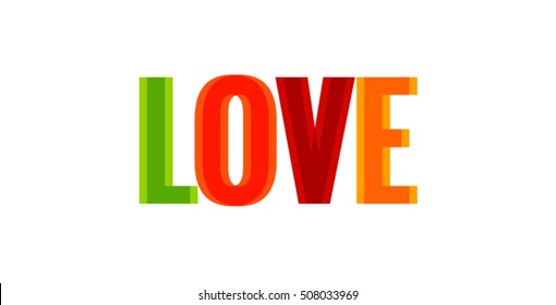   word love on White background Vector illustration.