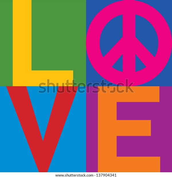 Word Love Pace Symbol Stacked Colorblock Stock Vector (Royalty Free ...