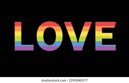 Palabra amor en color arcoiris. Ilustración vectorial.