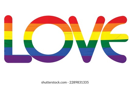 Word love rainbow colors. vector