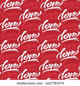 el amor de palabra repetido con transparencia diferente, fondo rojo.
