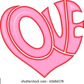 Word Love shaped in heart symbol